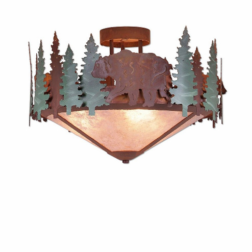 Crestline-Bear Three Light Semi-Flush Mount in Pine Green/Rust Patina (172|A48526AL-04)