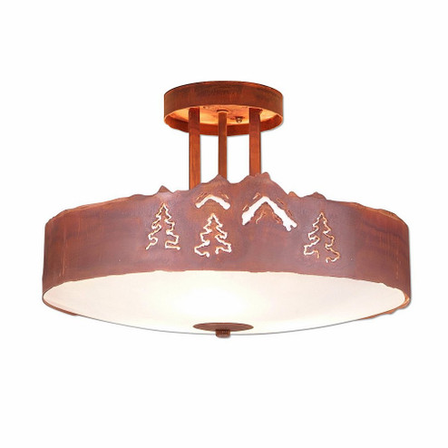 Crestline-Mtn-Pine Cutout Three Light Semi-Flush Mount in Rust Patina (172|A48345FC-02)