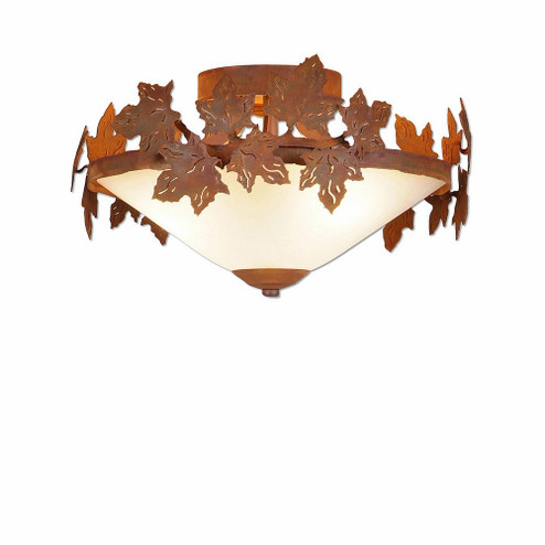 Wisley-Maple Leaf Rust Patina Three Light Semi Flush Mount in Rust Patina (172|A47405-02)