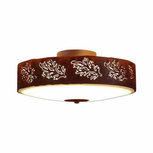 Ridgemont-Cedar Bough Cutout Three Light Close-to-Ceiling Light in Rust Patina (172|A47248-02)