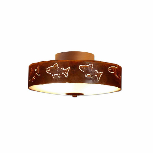 Ridgemont-Fish Cutout Three Light Close-to-Ceiling Light in Rust Patina (172|A47162-02)