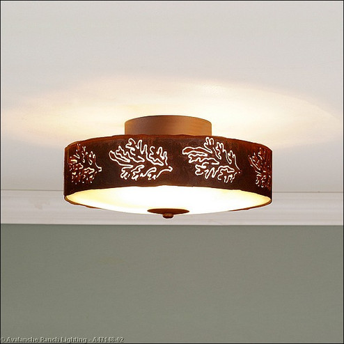 Ridgemont-Cedar Bough Cutout Three Light Close-to-Ceiling Light in Rust Patina (172|A47148-02)