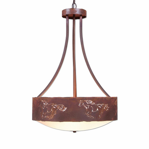 Ridgemont-Horse Cutout Three Light Chandelier in Rust Patina (172|A45159FC-HR-02)