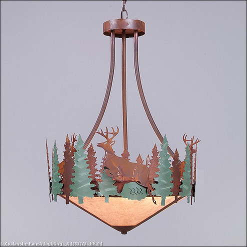 Crestline-Deer Three Light Chandelier in Pine Green/Rust Patina (172|A44831AL-HR-04)