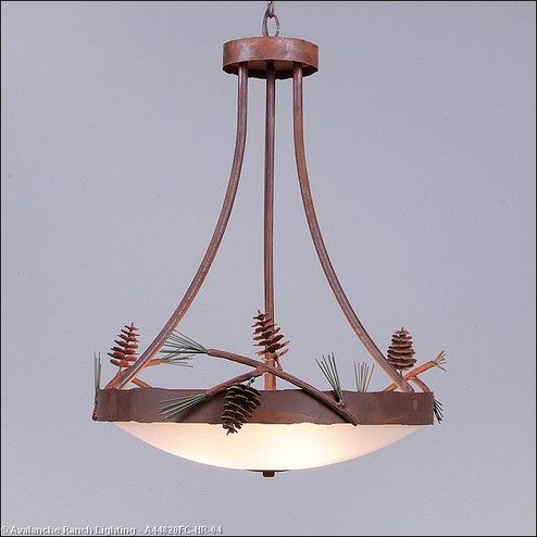 Crestline-Pine Cone Three Light Chandelier in Pine Green/Rust Patina (172|A44820FC-HR-04)