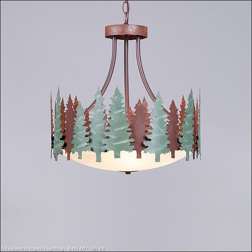 Crestline-Pine Tree Three Light Chandelier in Pine Green/Rust Patina (172|A44742FC-HR-04)