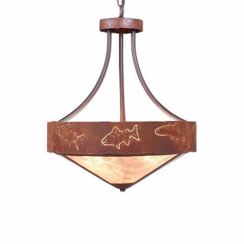 Ridgemont-Fish Cutout Three Light Chandelier in Rust Patina (172|A44662AL-HR-02)