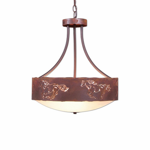 Ridgemont-Horse Cutout Three Light Chandelier in Rust Patina (172|A44659FC-HR-02)