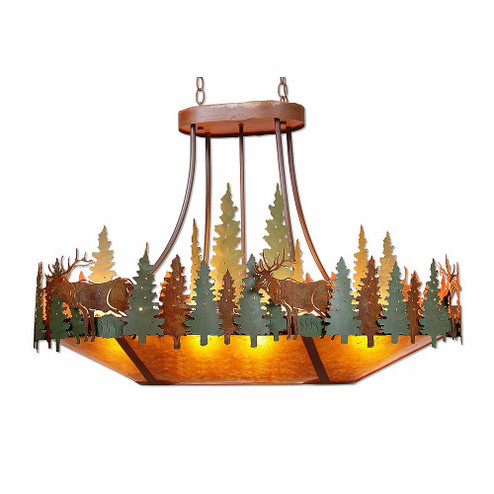 Crestline-Elk Ten Light Chandelier Oval in Pine Tree Green-Rust Patina (172|A41234AM-HR-04)