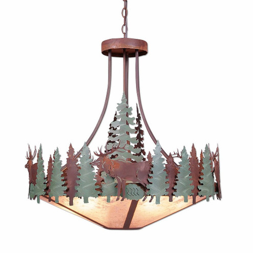 Crestline-Elk Seven Light Chandelier in Pine Green/Rust Patina (172|A40434AL-HR-04)