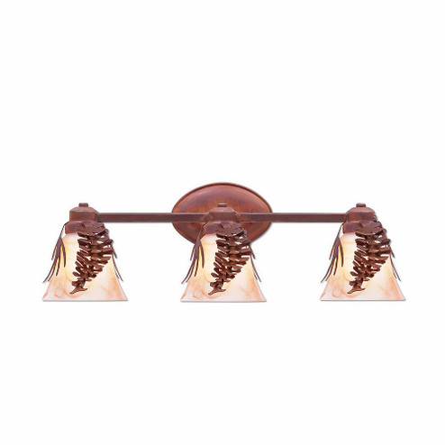Sienna-Spruce-Cone Three Light Bath Vanity Light in Pine Tree Green-Rust Patina (172|A38740AS-02)