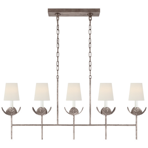 Illana Five Light Linear Chandelier in Burnished Silver Leaf (268|JN 5630BSL-L)