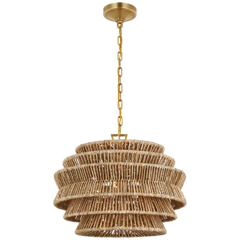 Antigua LED Chandelier in Antique-Burnished Brass and Natural Abaca (268|CHC 5015AB/NAB)