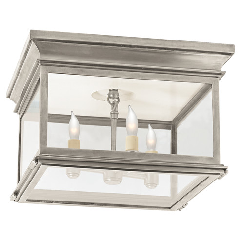 Club Square Three Light Flush Mount in Antique Nickel (268|CHC 4129AN-CG)