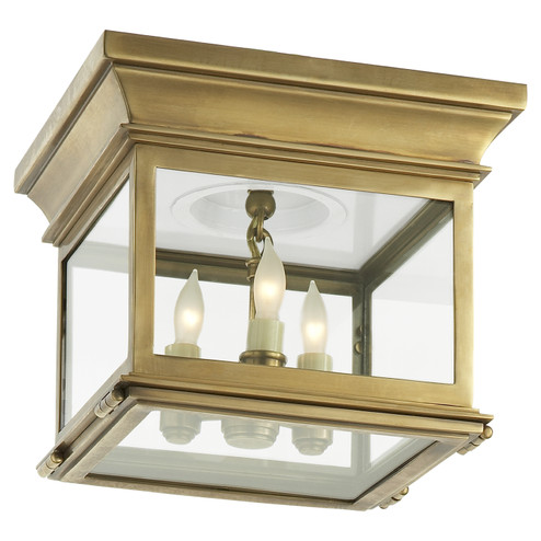 Club Square Three Light Flush Mount in Antique-Burnished Brass (268|CHC 4128AB-CG)