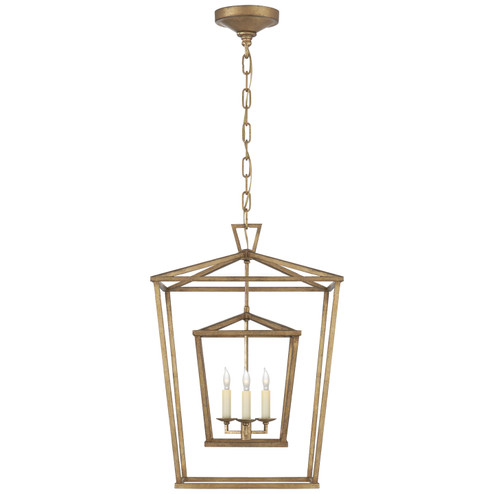 Darlana Double Cage Three Light Lantern in Gilded Iron (268|CHC 2178GI)