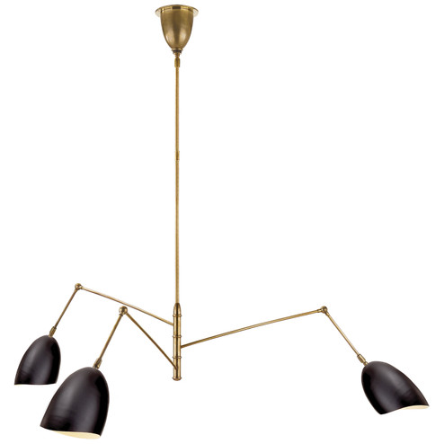 Sommerard Three Light Chandelier in Hand-Rubbed Antique Brass and Black (268|ARN 5009HAB-BLK)