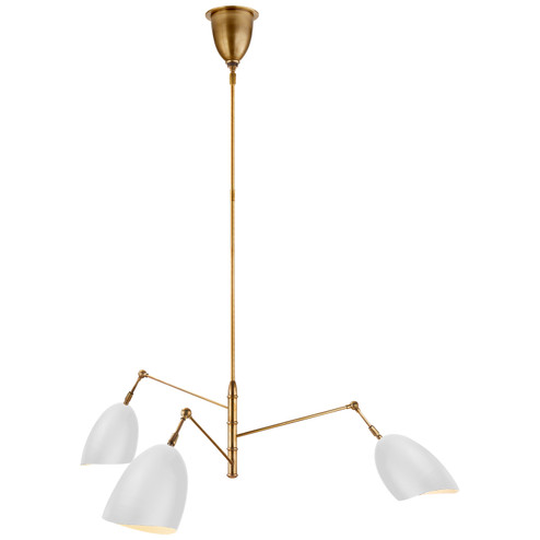 Sommerard Three Light Chandelier in Hand-Rubbed Antique Brass and White (268|ARN 5008HAB-WHT)