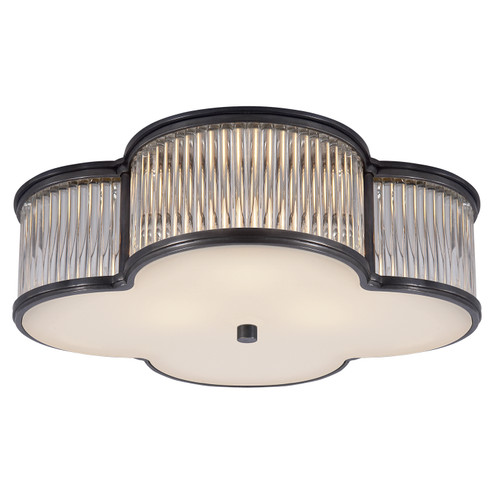 Basil Three Light Flush Mount in Gun Metal and Clear Glass Rods (268|AH 4015GM/CG-FG)