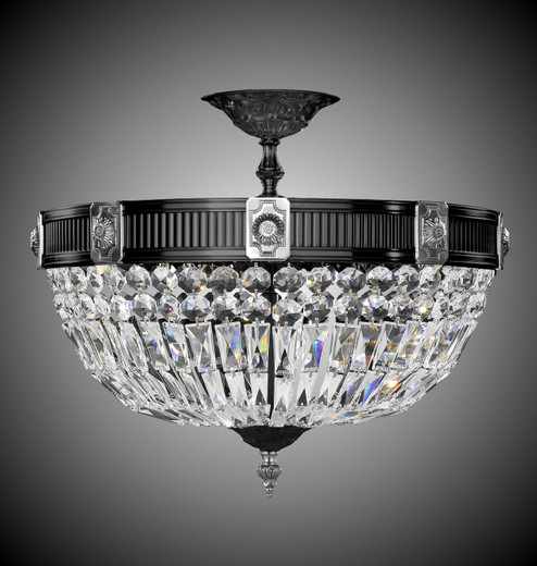 Finisterra Nine Light Semi Flush Mount in Antique Black Glossy (183|FM2153-P-02G) Finisterra Nine Light Semi Flush Mount in Antique Black Glossy (183|FM2153-P-02G)