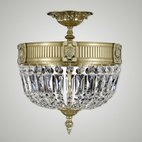 Finisterra Three Light Semi Flush Mount in Polished Brass w/Black Inlay (183|FM2151-P-12G)