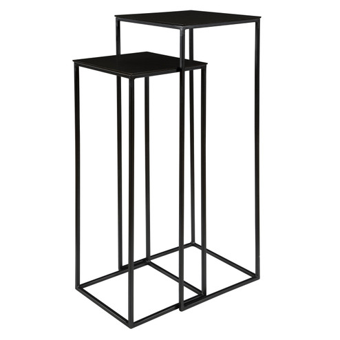 Coreene Nesting Pedestal Tables, S/2 in Aged Black Iron (52|25121)