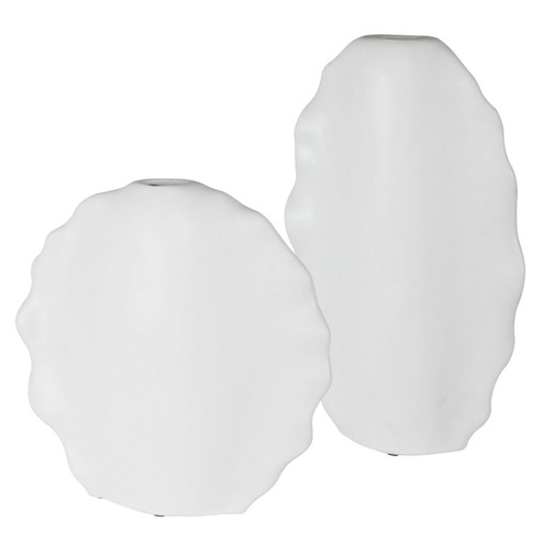 Ruffled Vases, S/2 in Matte White (52|17963)