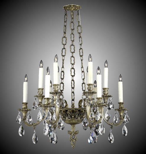 Blairsden 12 Light Chandelier in Polished Brass w/Black Inlay (183|CH9012-ATK-12G-PI)