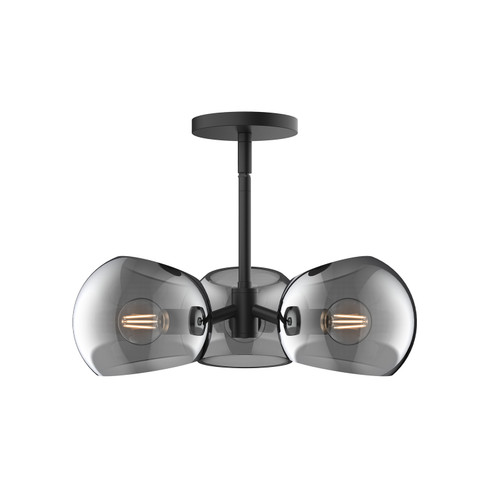 Willow Three Light Pendant in Matte Black/Smoked Solid Glass (452|PD548315MBSM)