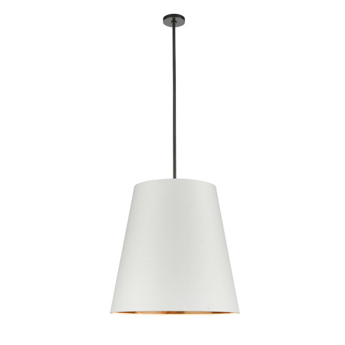 Calor Three Light Pendant in Urban Bronze/White Linen With Gold Parchment (452|PD311025UBWG)