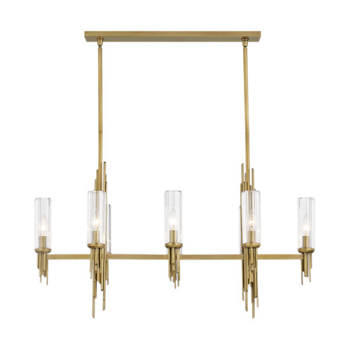 Torres Eight Light Pendant in Ribbed Glass/Vintage Brass (452|LP335838VBCR) Torres Eight Light Pendant in Ribbed Glass/Vintage Brass (452|LP335838VBCR)