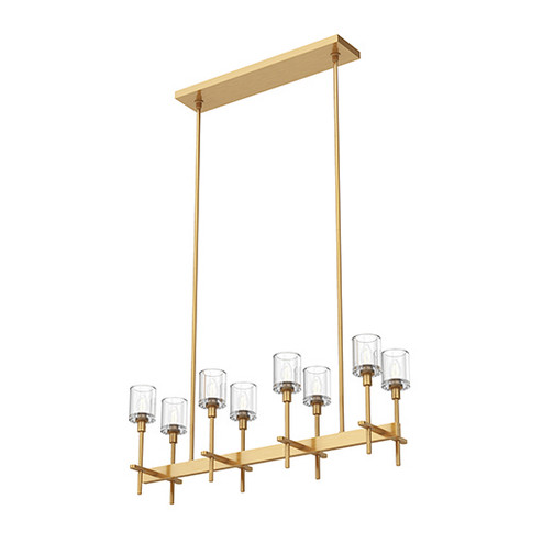 Salita Eight Light Island Pendant in Clear Crystal/Vintage Brass (452|LP314308VBCC)