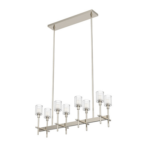 Salita Eight Light Island Pendant in Ribbed Crystal/Polished Nickel (452|LP314308PNRC)