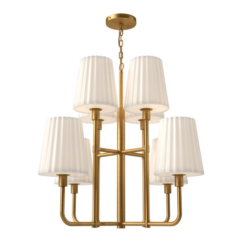 Plisse Eight Light Chandelier in Aged Gold/Opal Matte Glass (452|CH628830AGOP)