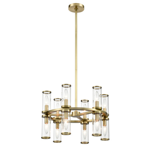 Revolve 12 Light Chandelier in Clear Glass/Natural Brass (452|CH309066NBCG)