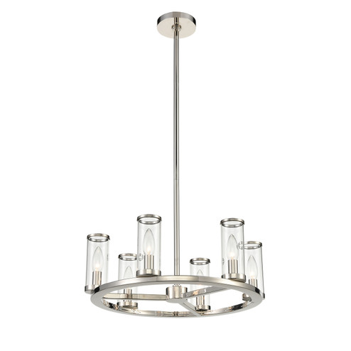 Revolve Six Light Chandelier in Clear Glass/Polished Nickel (452|CH309006PNCG)