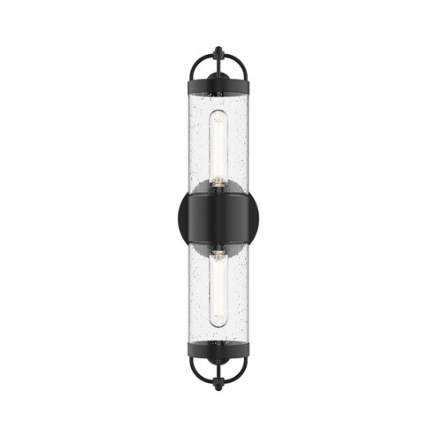 Lancaster Two Light Outdoor Wall Lantern in Clear Bubble Glass/Textured Black (452|EW461102BKCB)