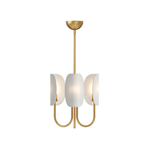 Seno Three Light Chandelier in Aged Gold/White Cotton Fabric (452|CH450715AGCW)
