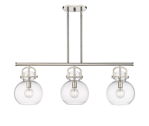 Downtown Urban Three Light Island Pendant in Polished Nickel (405|410-3I-PN-G410-10CL)