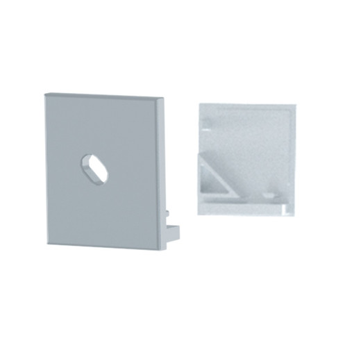Premium Extrusions End Cap w/feed hole in White (303|PE-RUBIK-FEED)