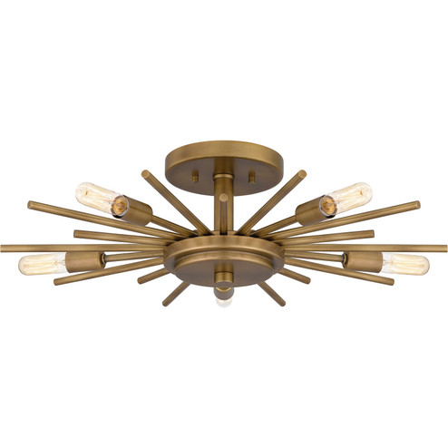 Quoizel Semi-Flush Mount Five Light Semi Flush Mount in Weathered Brass (10|QSF6158WS)