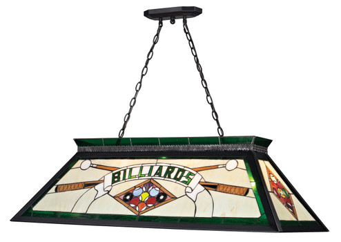 Tiffany Billiard Four Light Billiard in Matte Black (224|KD25GREEN)