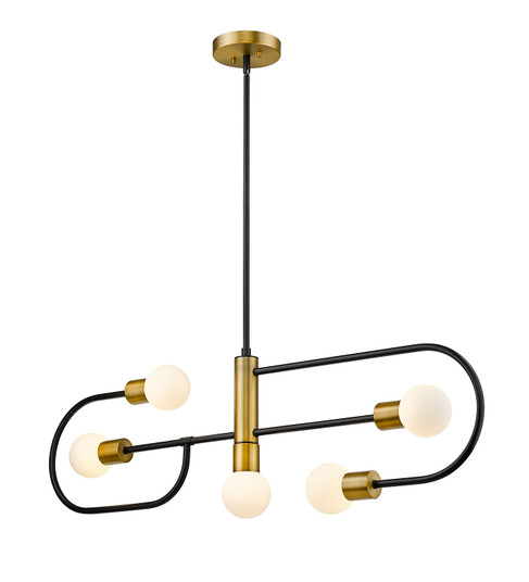 Neutra Five Light Linear Chandelier in Matte Black / Foundry Brass (224|621-5L-MB-FB)