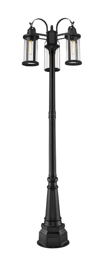 Roundhouse Three Light Outdoor Post Mounted Fixture in Black (224|569MP3-564P-BK)