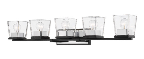 Bleeker Street Five Light Vanity in Matte Black + Chrome (224|475-5V-MB-CH)