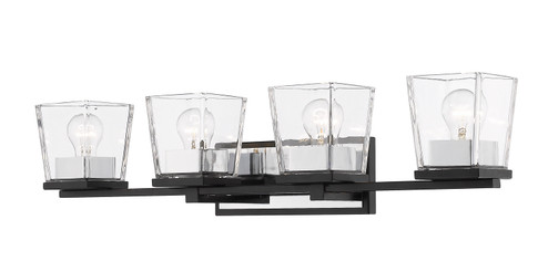 Bleeker Street Four Light Vanity in Matte Black + Chrome (224|475-4V-MB-CH)