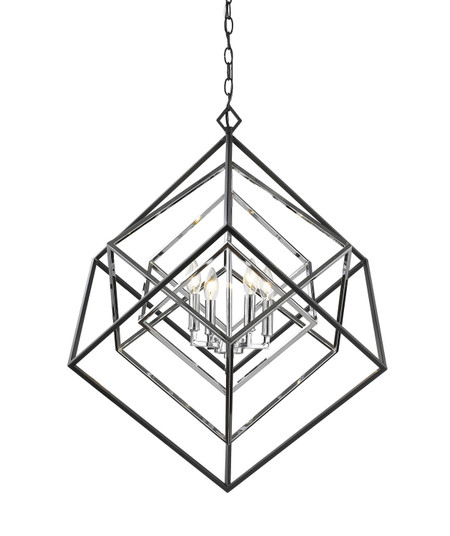 Euclid Four Light Chandelier in Chrome + Matte Black (224|457-4CH-MB)