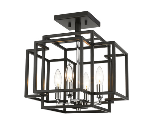 Titania Four Light Semi Flush Mount in Black + Chrome (224|454SF-BK-CH)