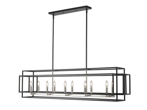 Titania Ten Light Linear Chandelier in Black + Brushed Nickel (224|454-54L-BK-BN)