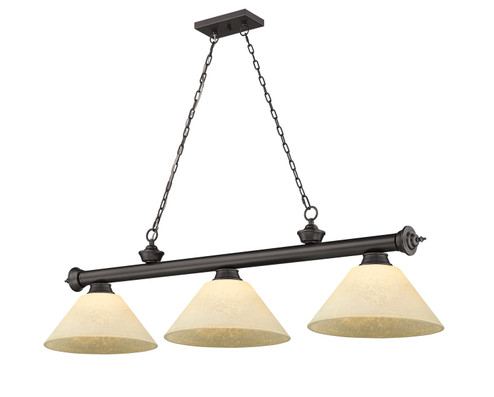Cordon Three Light Billiard in Bronze (224|2306-3BRZ-AGM14)